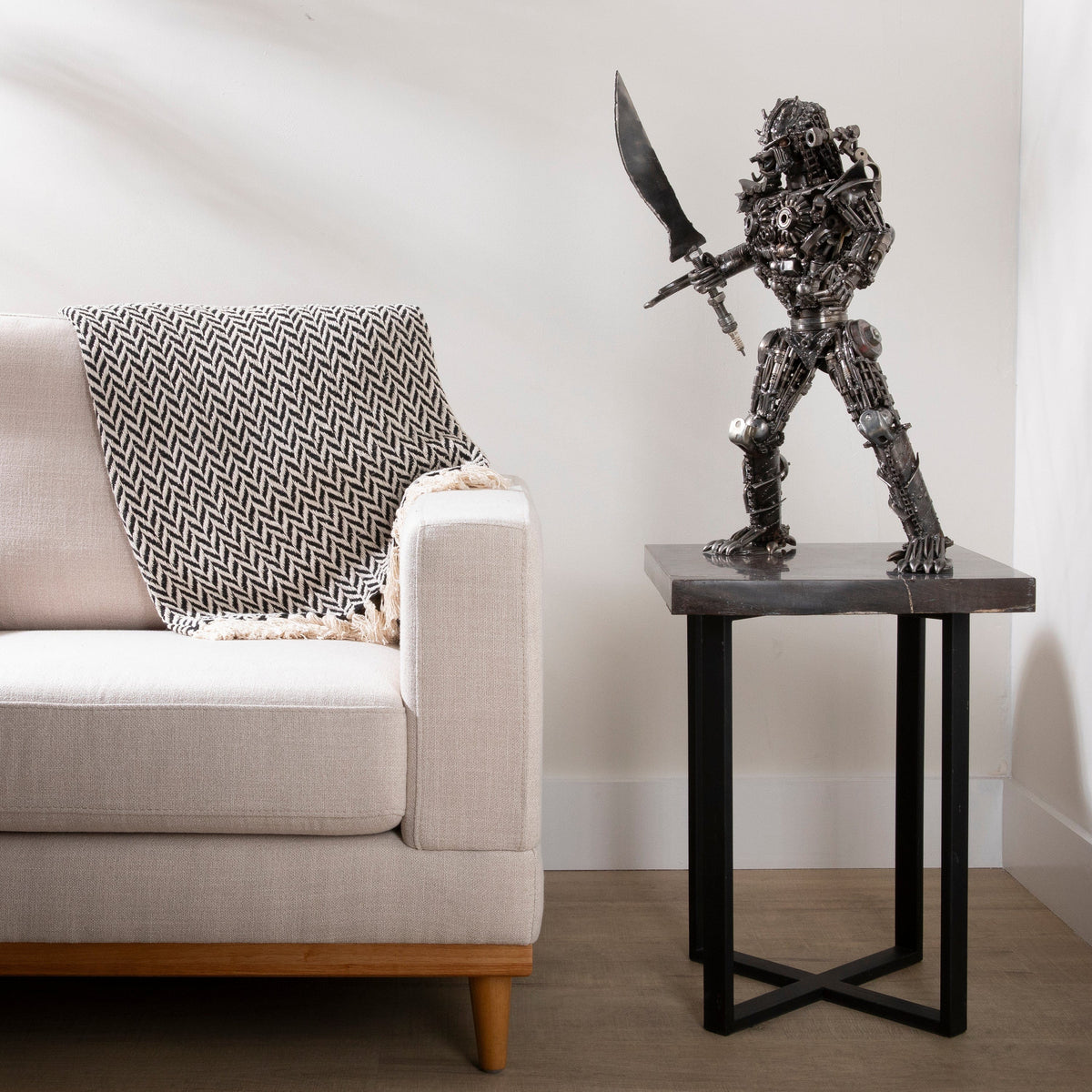 23" Predator with Sword Inspired Recycled Metal Sculpture — Vault 88 recycled metal art