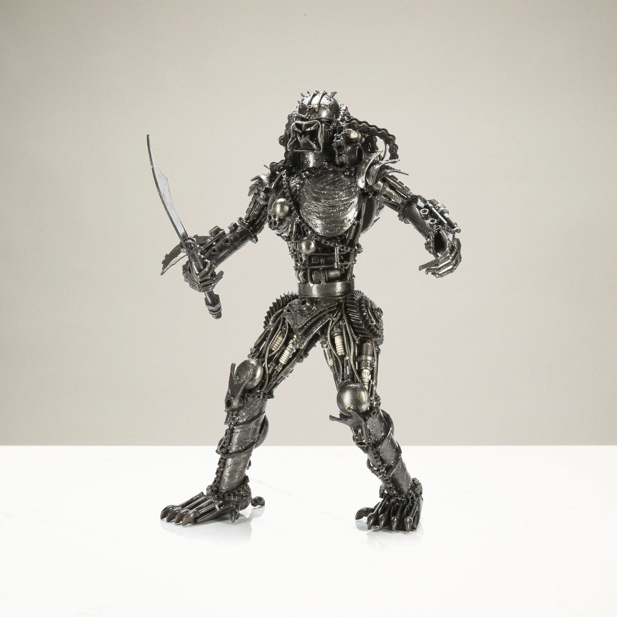 23" Predator with Sword Inspired Recycled Metal Sculpture — Vault 88 recycled metal art