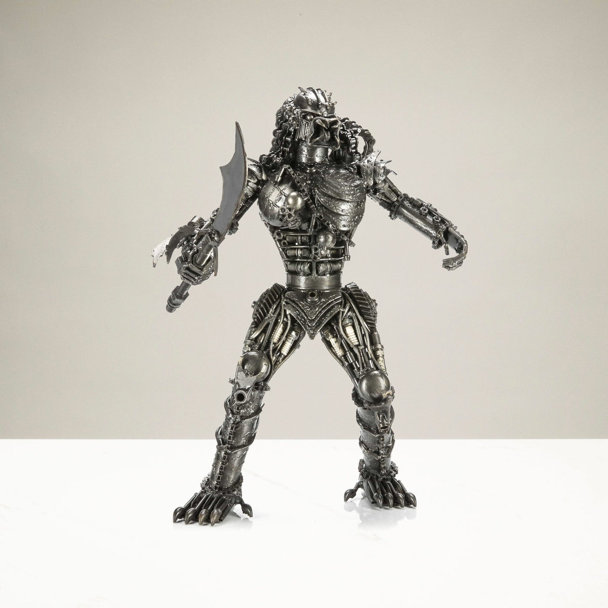 23" Predator with Sword Inspired Recycled Metal Sculpture — Vault 88 recycled metal art