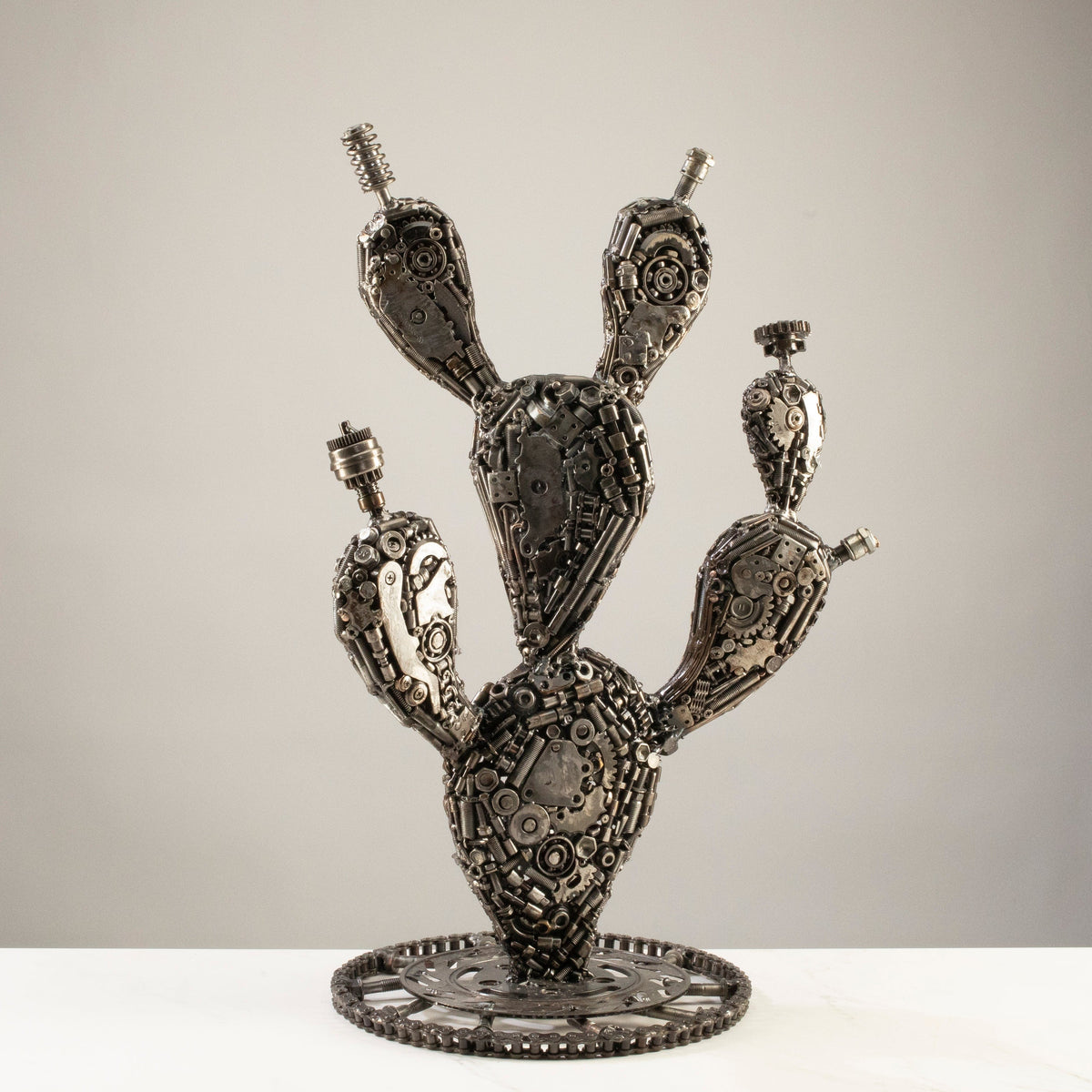 25" Prickly Pear Cactus Recycled Metal Art Sculpture — Vault 88 recycled metal art