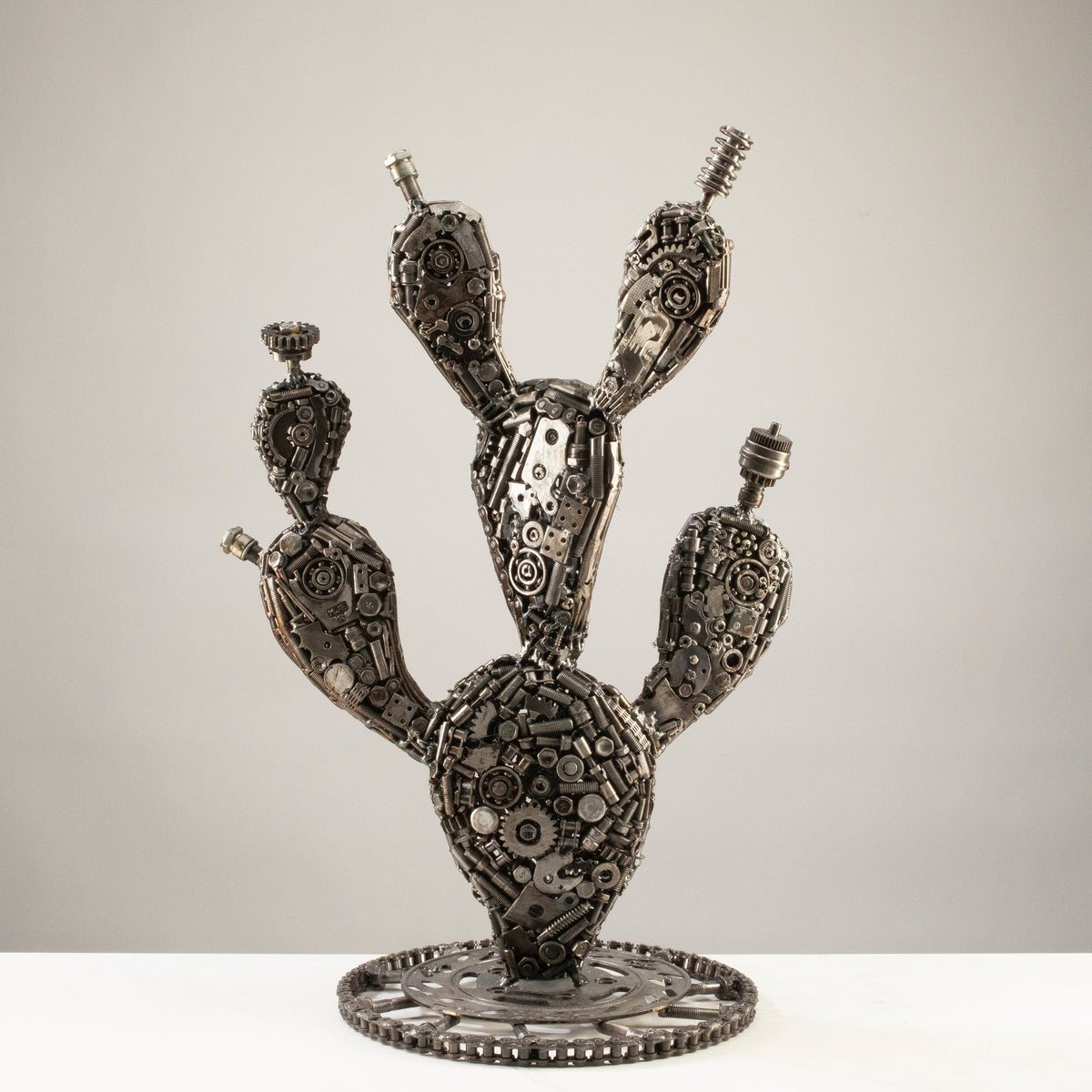 25" Prickly Pear Cactus Recycled Metal Art Sculpture — Vault 88 recycled metal art
