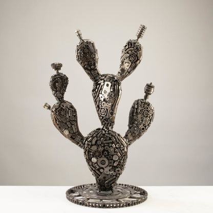 25" Prickly Pear Cactus Recycled Metal Art Sculpture — Vault 88 recycled metal art