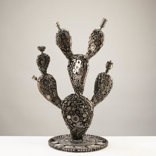25" Prickly Pear Cactus Recycled Metal Art Sculpture — Vault 88 recycled metal art