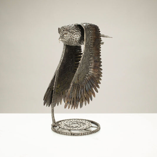 27" Flying Owl Recycled Metal Art Sculpture — Vault 88 recycled metal art