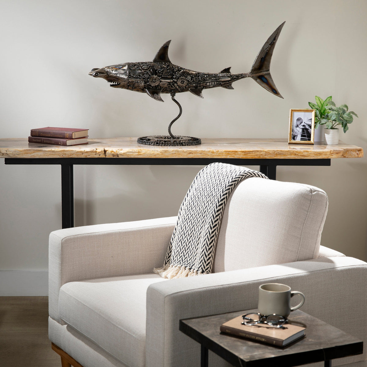 38" Hammerhead Shark Recycled Metal Art Sculpture — Vault 88 recycled metal art