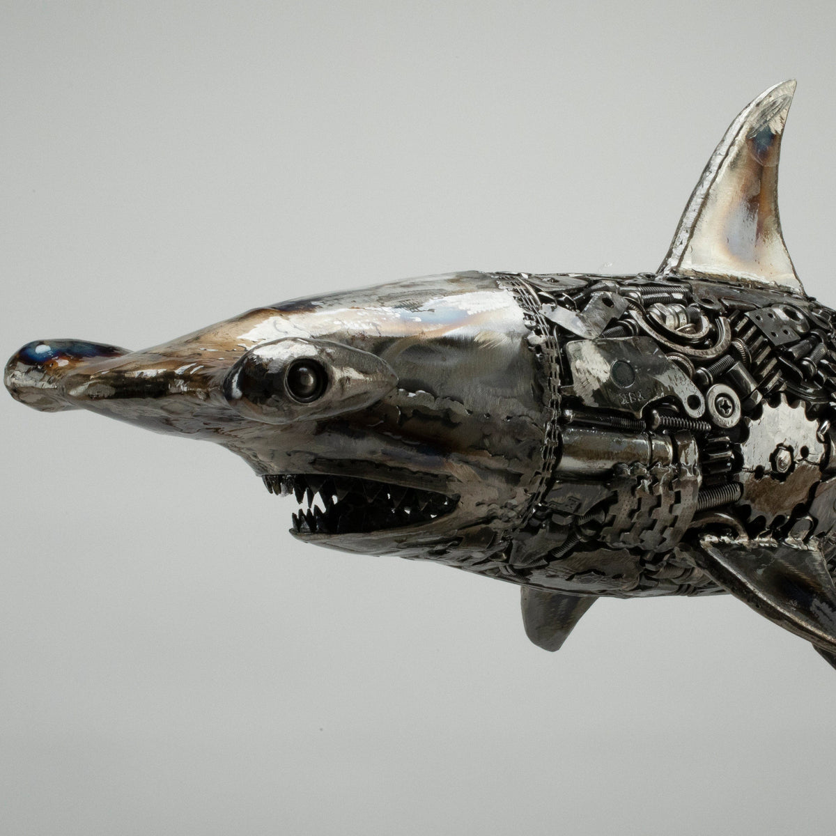 38" Hammerhead Shark Recycled Metal Art Sculpture — Vault 88 recycled metal art