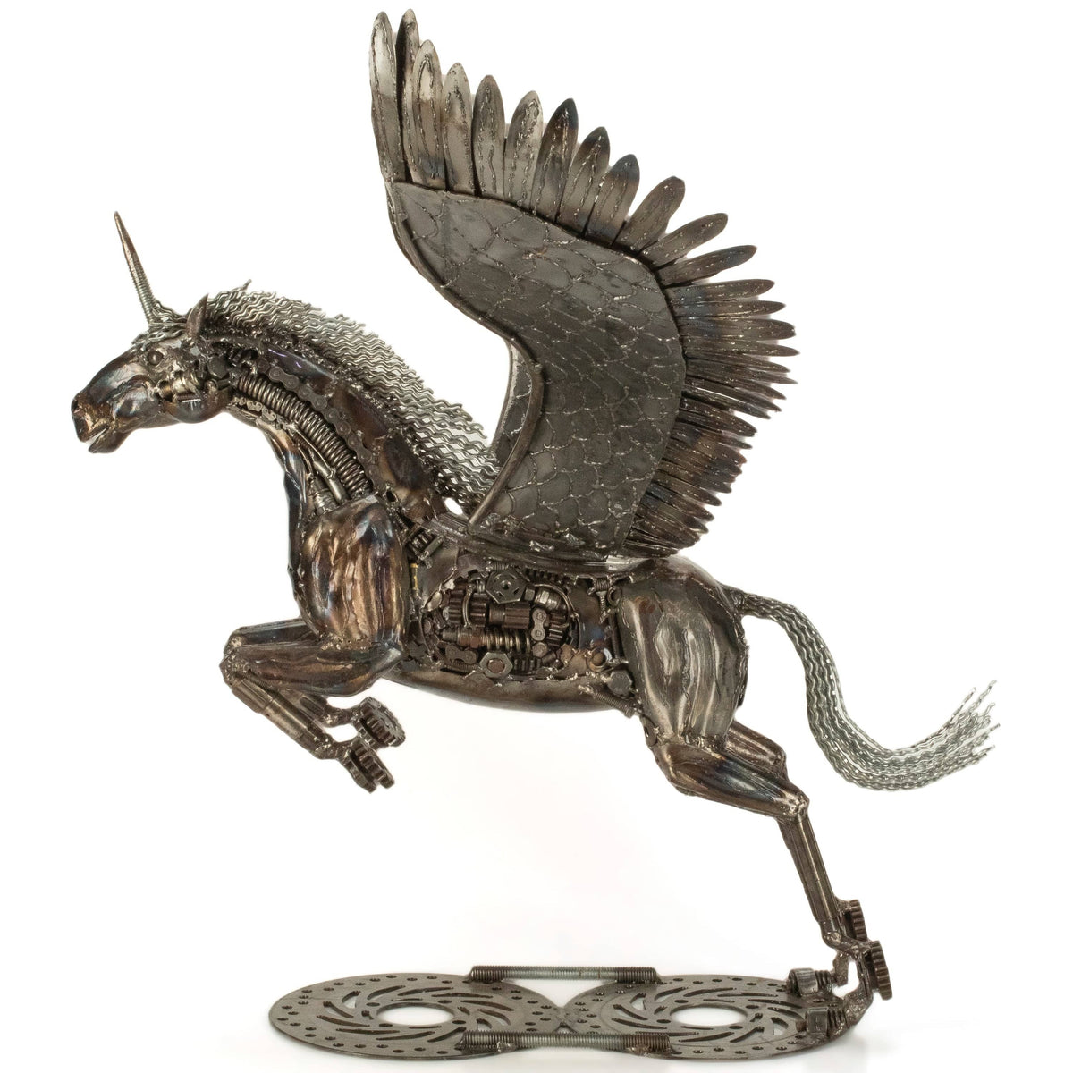 30" Pegasus Inspired Recycled Metal Art Sculpture — Vault 88 recycled metal art