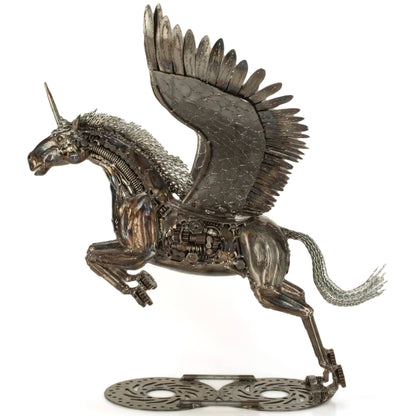 30" Pegasus Inspired Recycled Metal Art Sculpture — Vault 88 recycled metal art