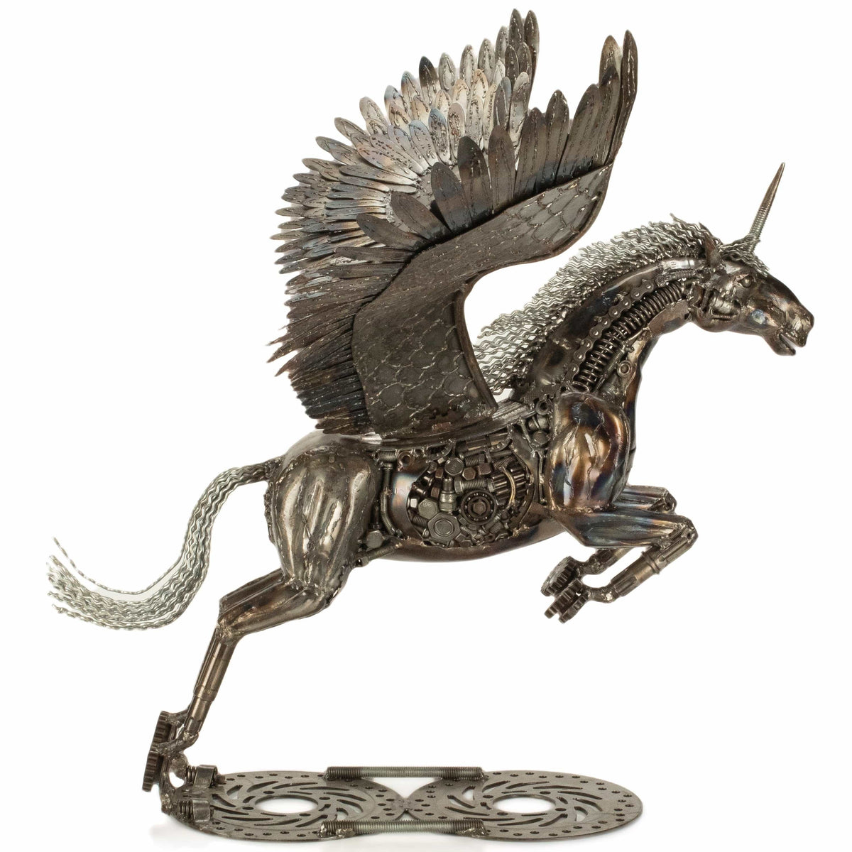 30" Pegasus Inspired Recycled Metal Art Sculpture — Vault 88 recycled metal art