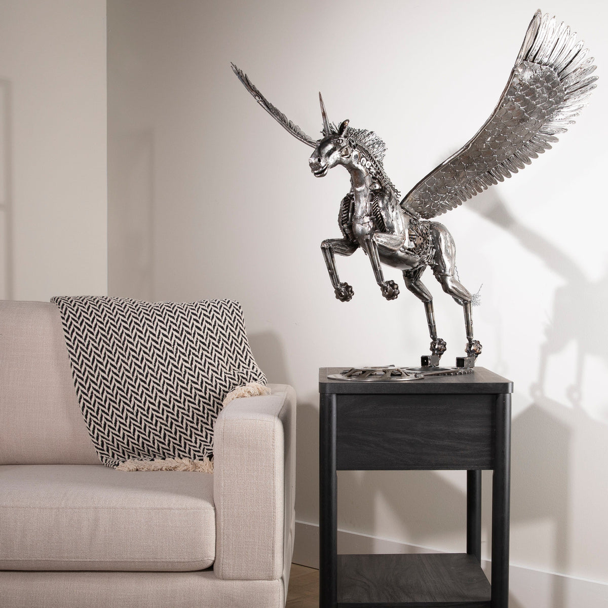 30" Pegasus Inspired Recycled Metal Art Sculpture — Vault 88 recycled metal art