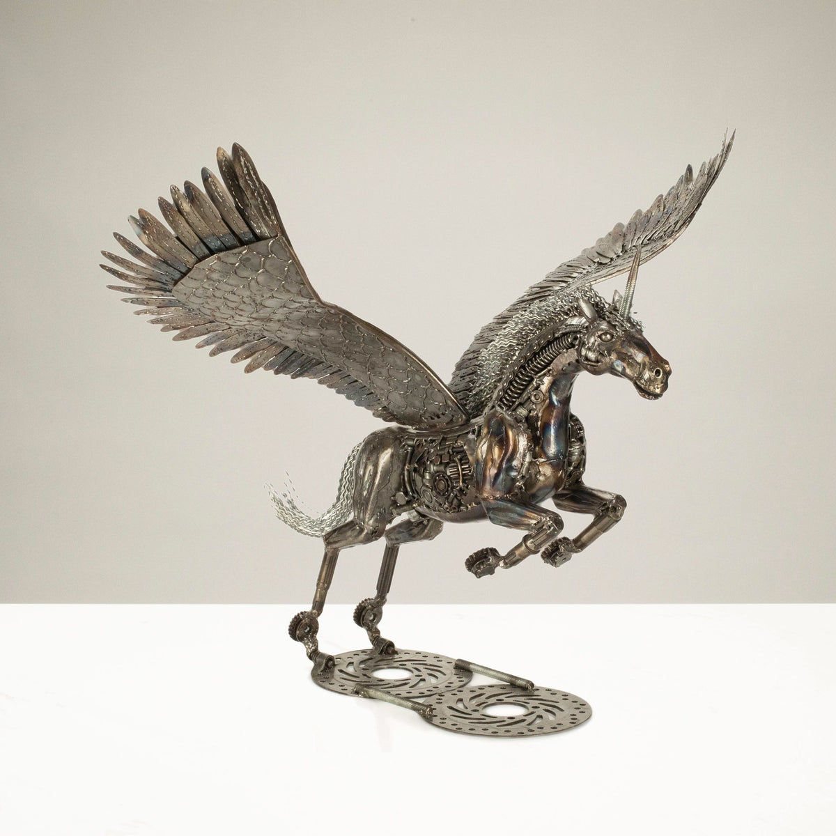30" Pegasus Inspired Recycled Metal Art Sculpture — Vault 88 recycled metal art