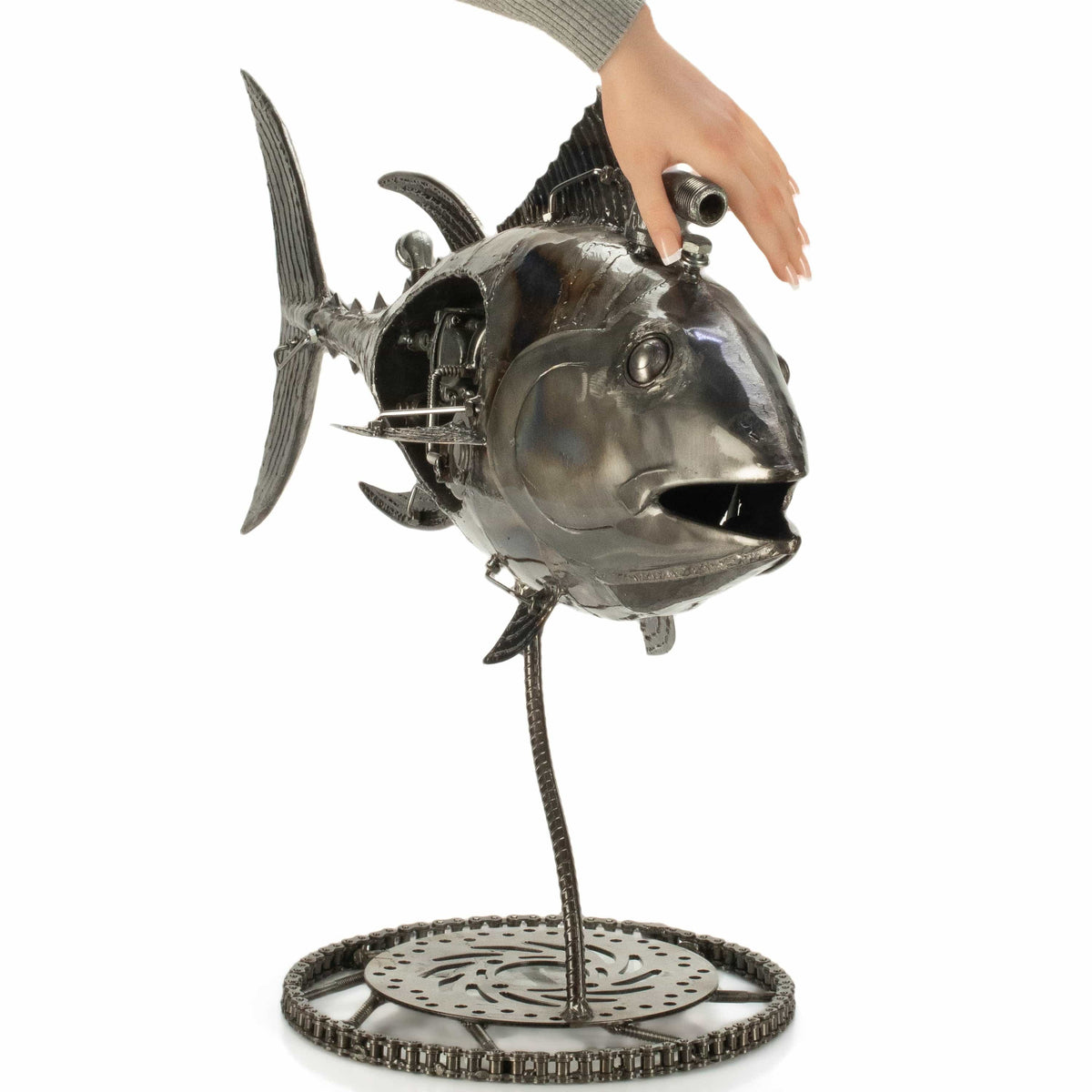 39" Tuna Fish Recycled Metal Art Sculpture — Vault 88 recycled metal art