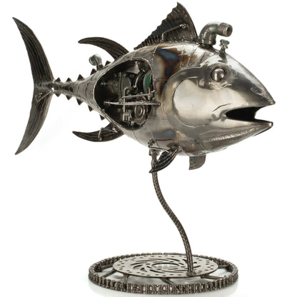 39" Tuna Fish Recycled Metal Art Sculpture — Vault 88 recycled metal art