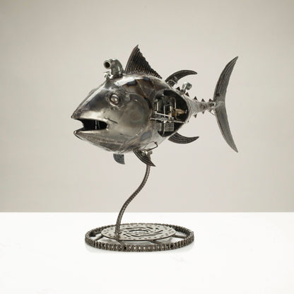 39" Tuna Fish Recycled Metal Art Sculpture — Vault 88 recycled metal art