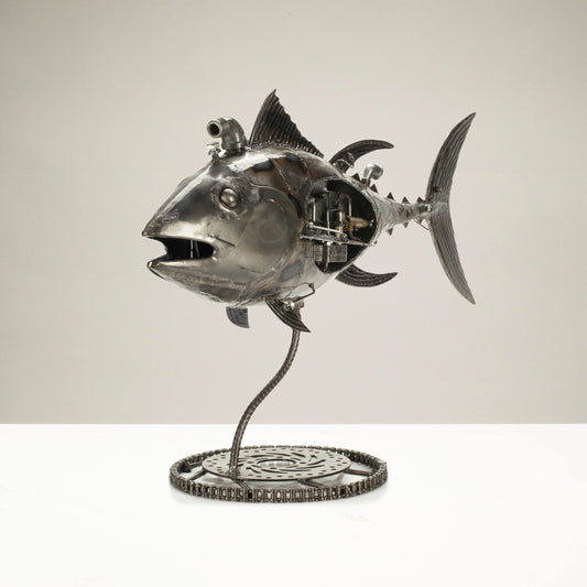 39" Tuna Fish Recycled Metal Art Sculpture — Vault 88 recycled metal art