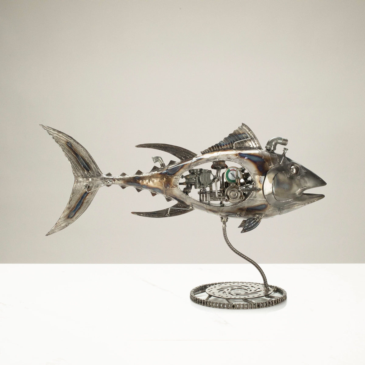 39" Tuna Fish Recycled Metal Art Sculpture — Vault 88 recycled metal art