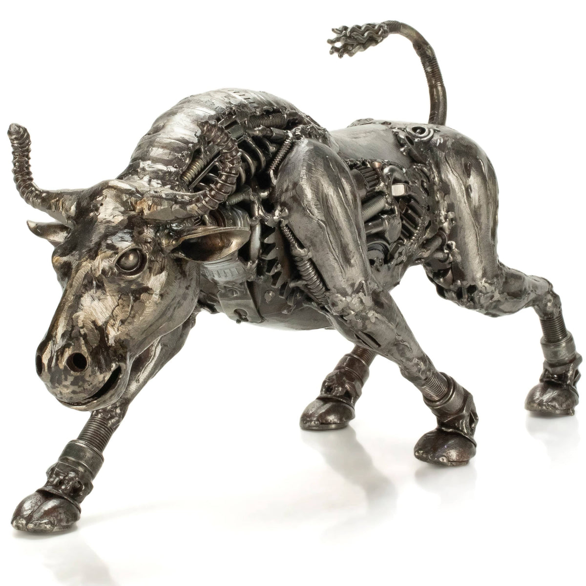 Charging Bull Recycled Metal Art Sculpture — Vault 88 recycled metal art