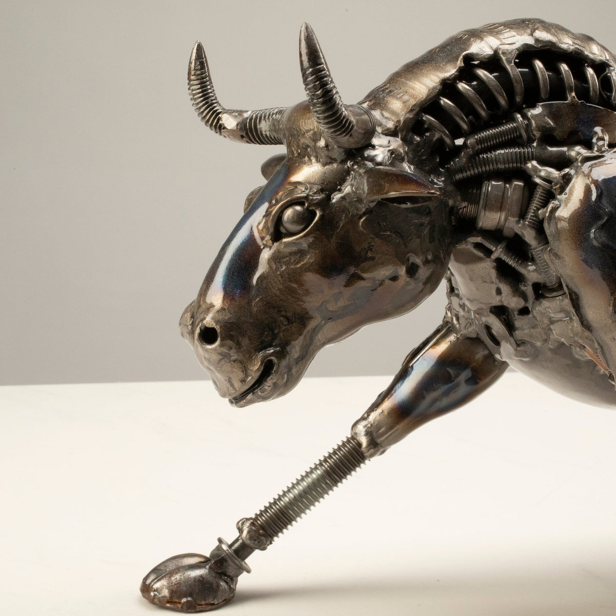 Charging Bull Recycled Metal Art Sculpture — Vault 88 recycled metal art