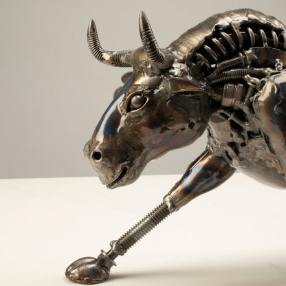 Charging Bull Recycled Metal Art Sculpture — Vault 88 recycled metal art