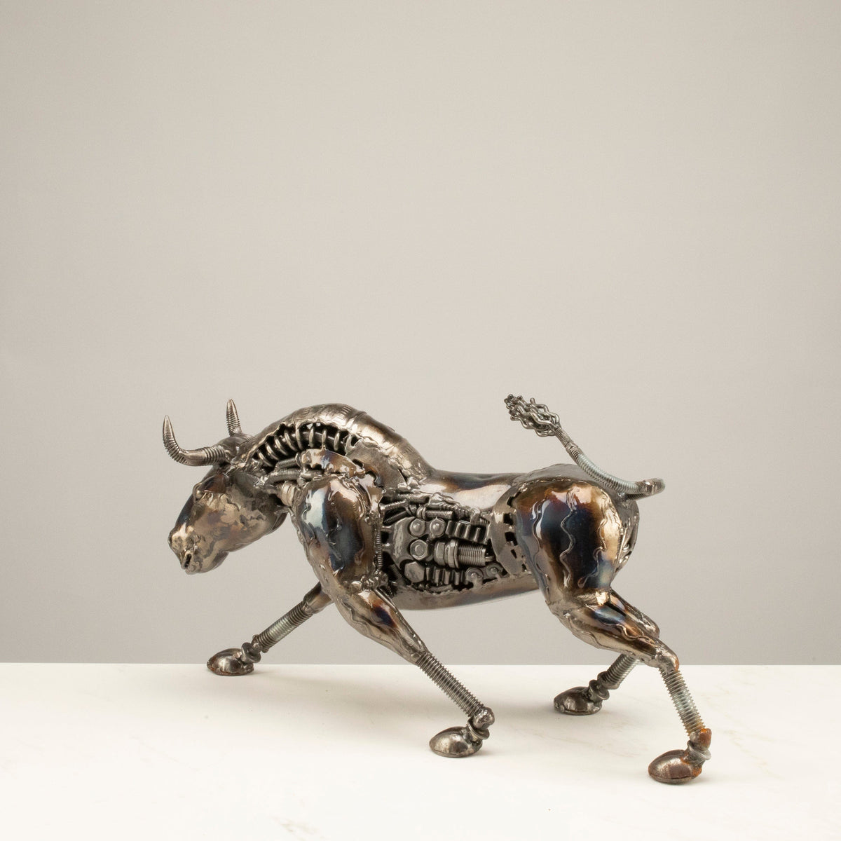 Charging Bull Recycled Metal Art Sculpture — Vault 88 recycled metal art