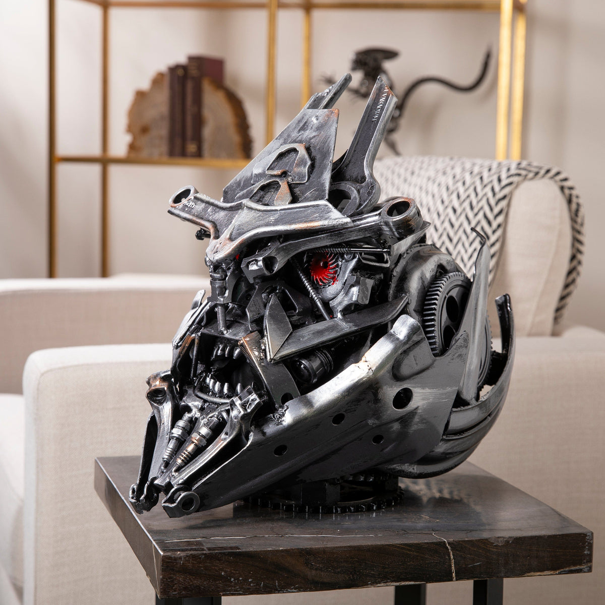 Megatron Head Inspired Recycled Metal Art Sculpture — Vault 88 recycled metal art