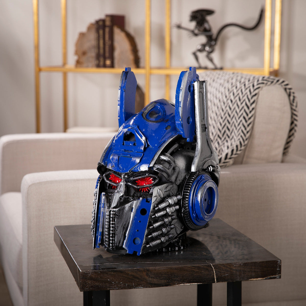 Optimus Prime Head Inspired Recycled Metal Art Sculpture — Vault 88 recycled metal art