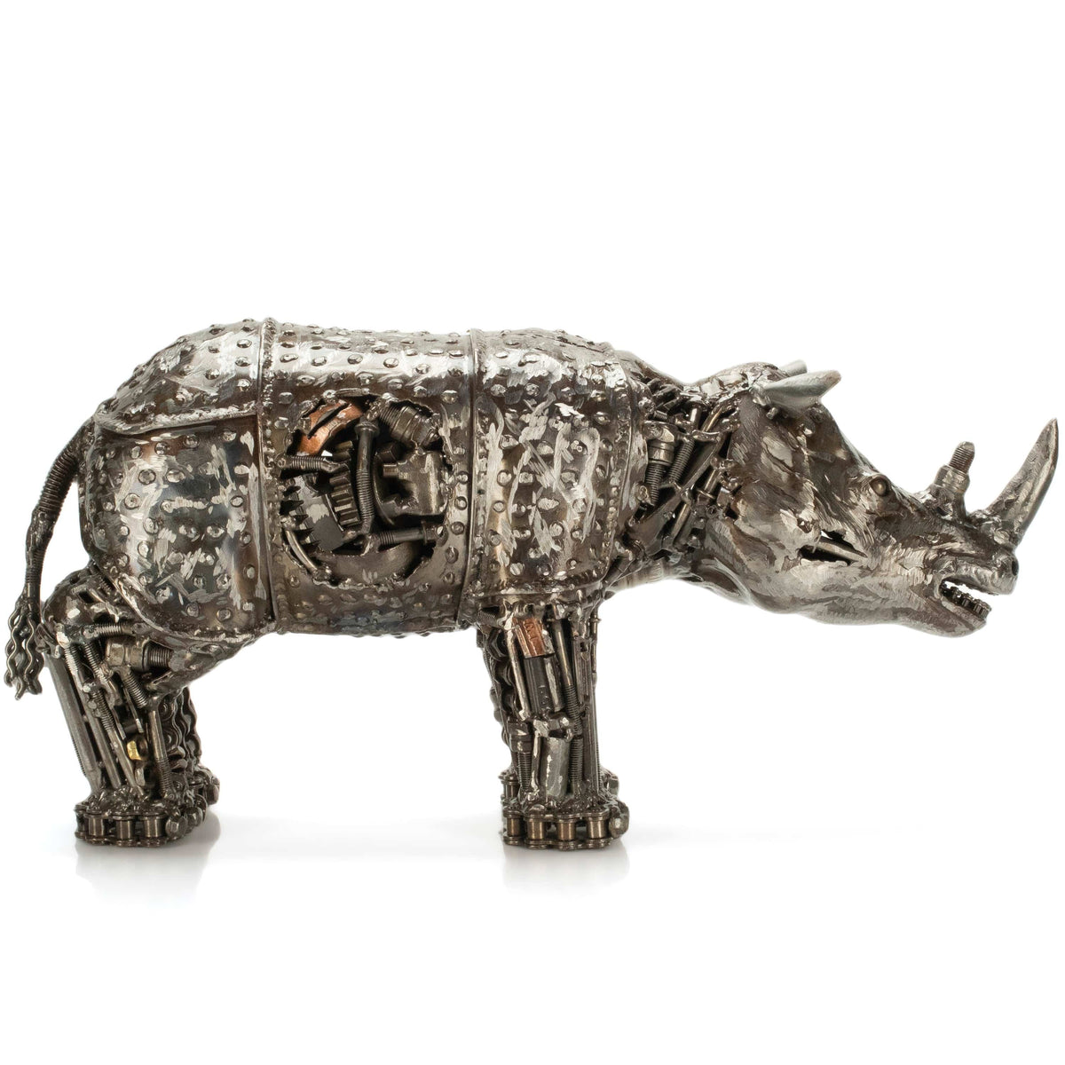 Rhino Recycled Metal Art Sculpture — Vault 88 recycled metal art