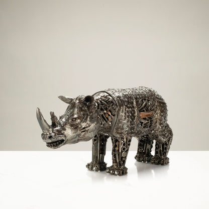 Rhino Recycled Metal Art Sculpture — Vault 88 recycled metal art