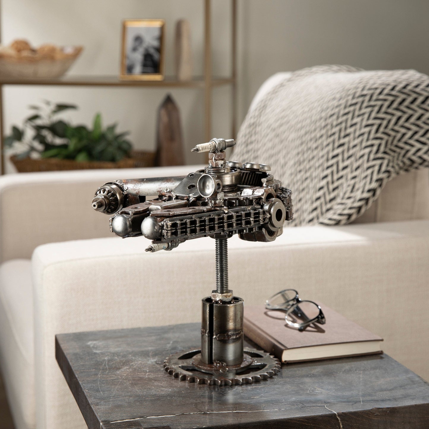 Millennium Falcon metal sculpture top view