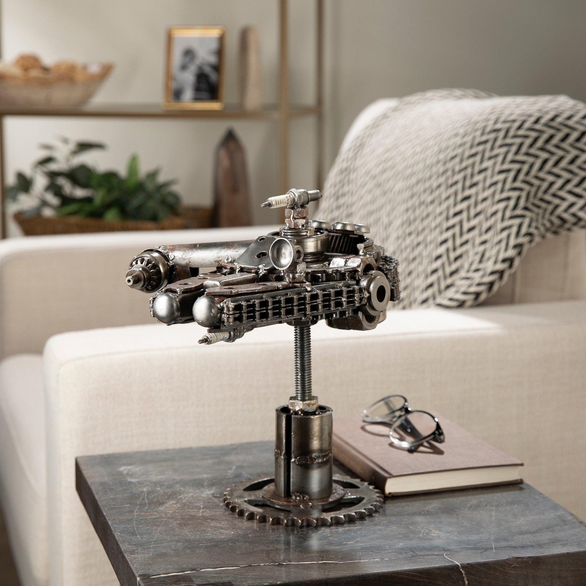Millennium Falcon metal sculpture top view