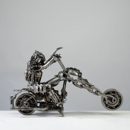 Predator motorcycle sculpture angle view