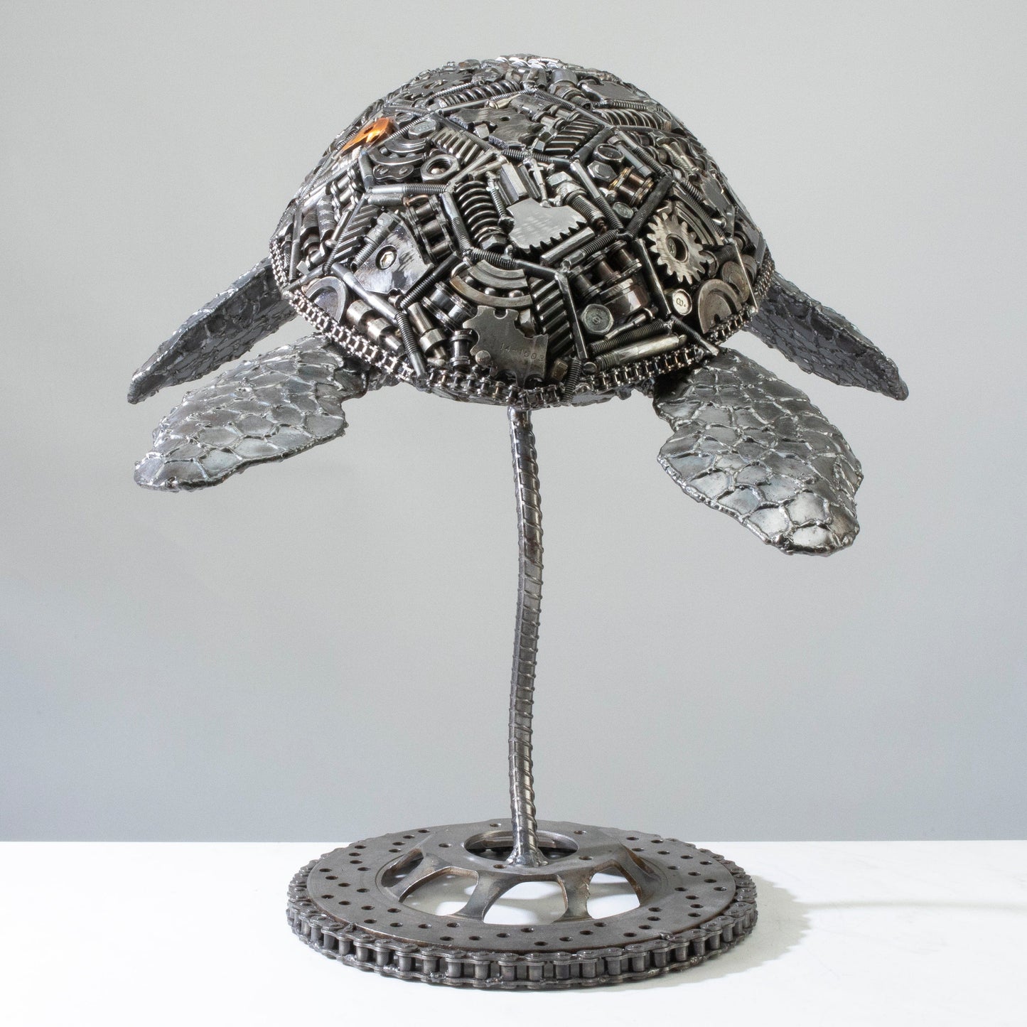Sea turtle metal sculpture detail