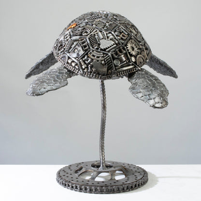 Sea turtle metal sculpture detail