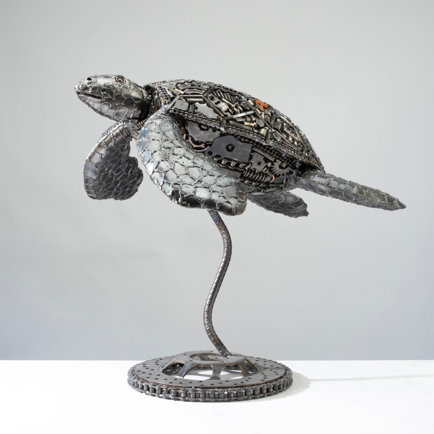 20 inch sea turtle recycled metal sculpture — Vault 88