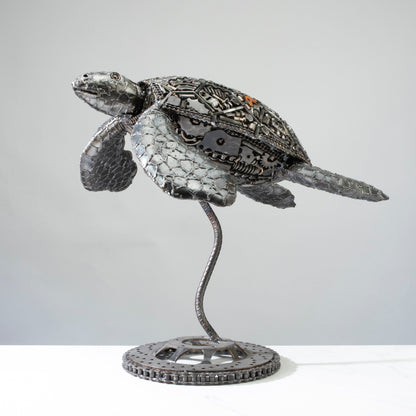 20 inch sea turtle recycled metal sculpture — Vault 88