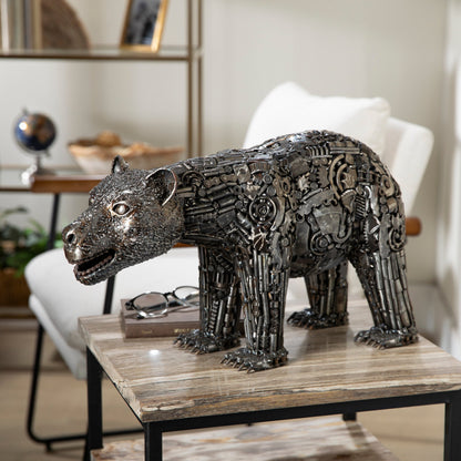 Bear metal sculpture front view