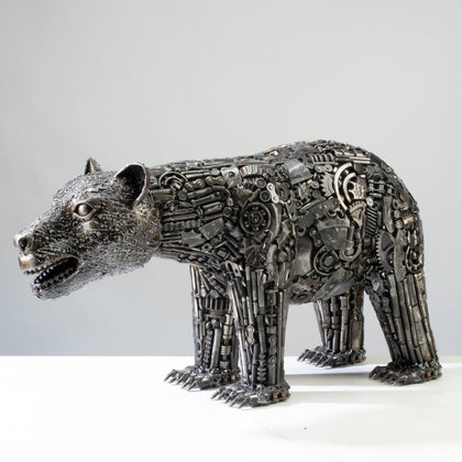 21" Bear Recycled Metal Art Sculpture