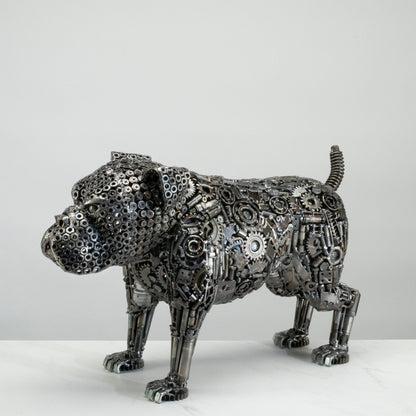 21 inch bulldog recycled metal sculpture — Vault 88