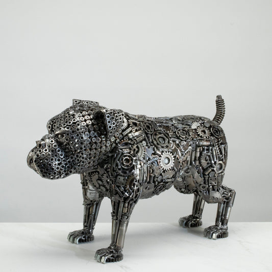 21 inch bulldog recycled metal sculpture — Vault 88