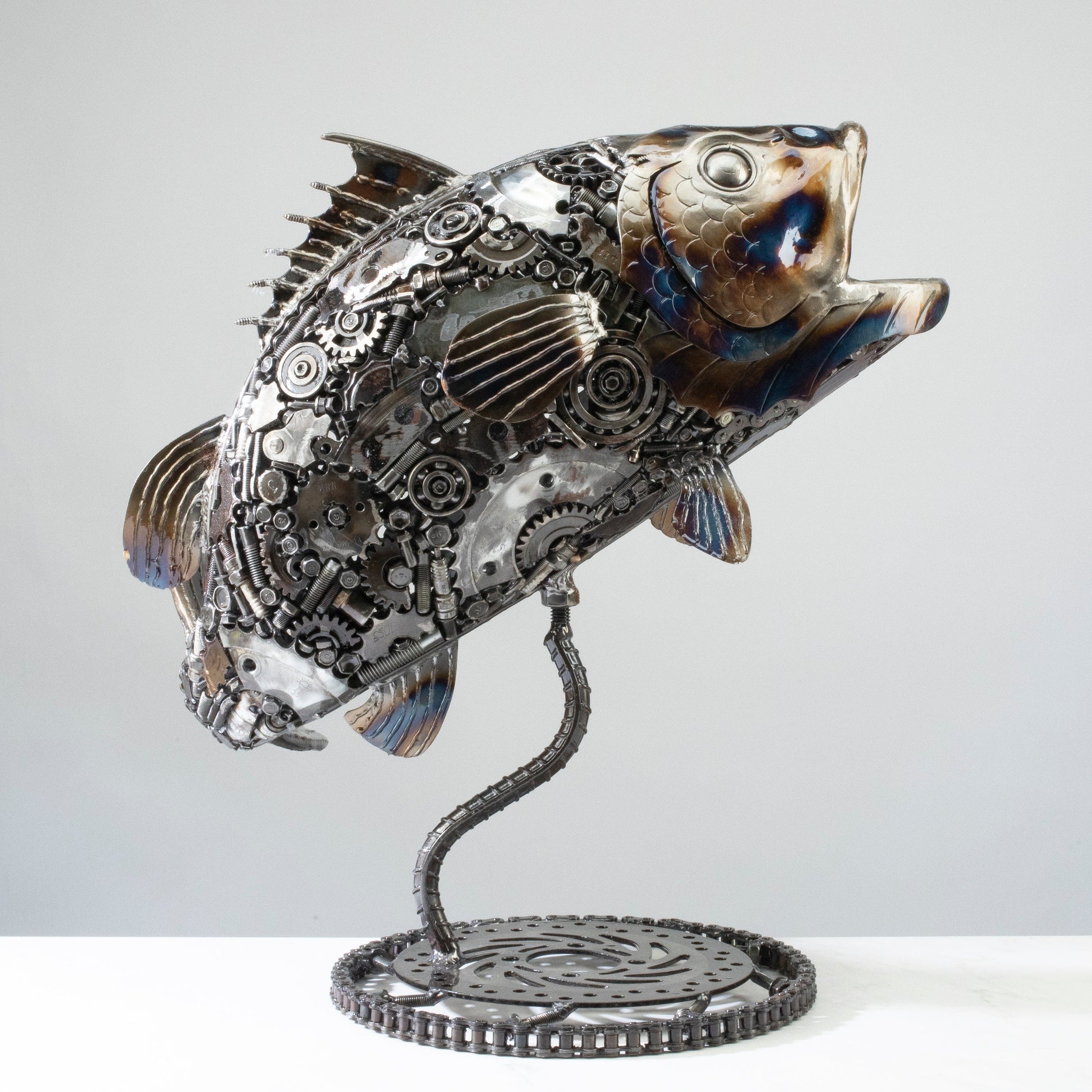 Koi fish metal sculpture scale detail