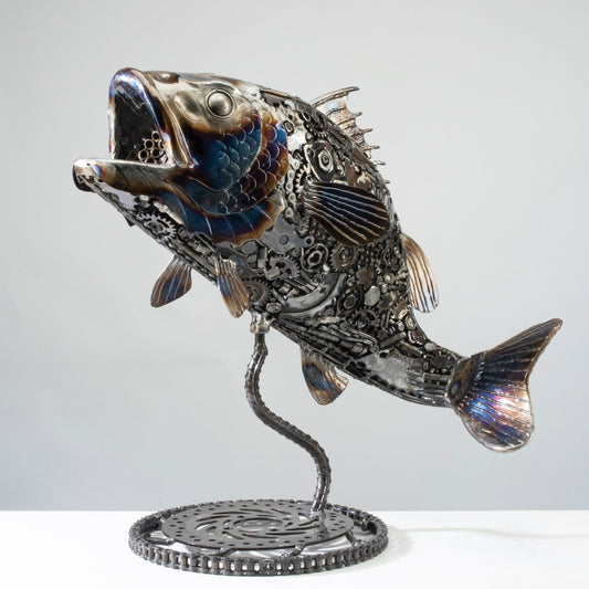 22 inch koi bass fish recycled metal sculpture — Vault 88