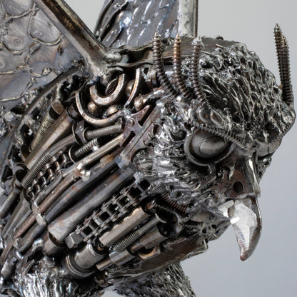 Owl metal sculpture rear view