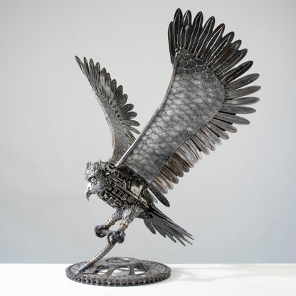 Owl metal sculpture side view