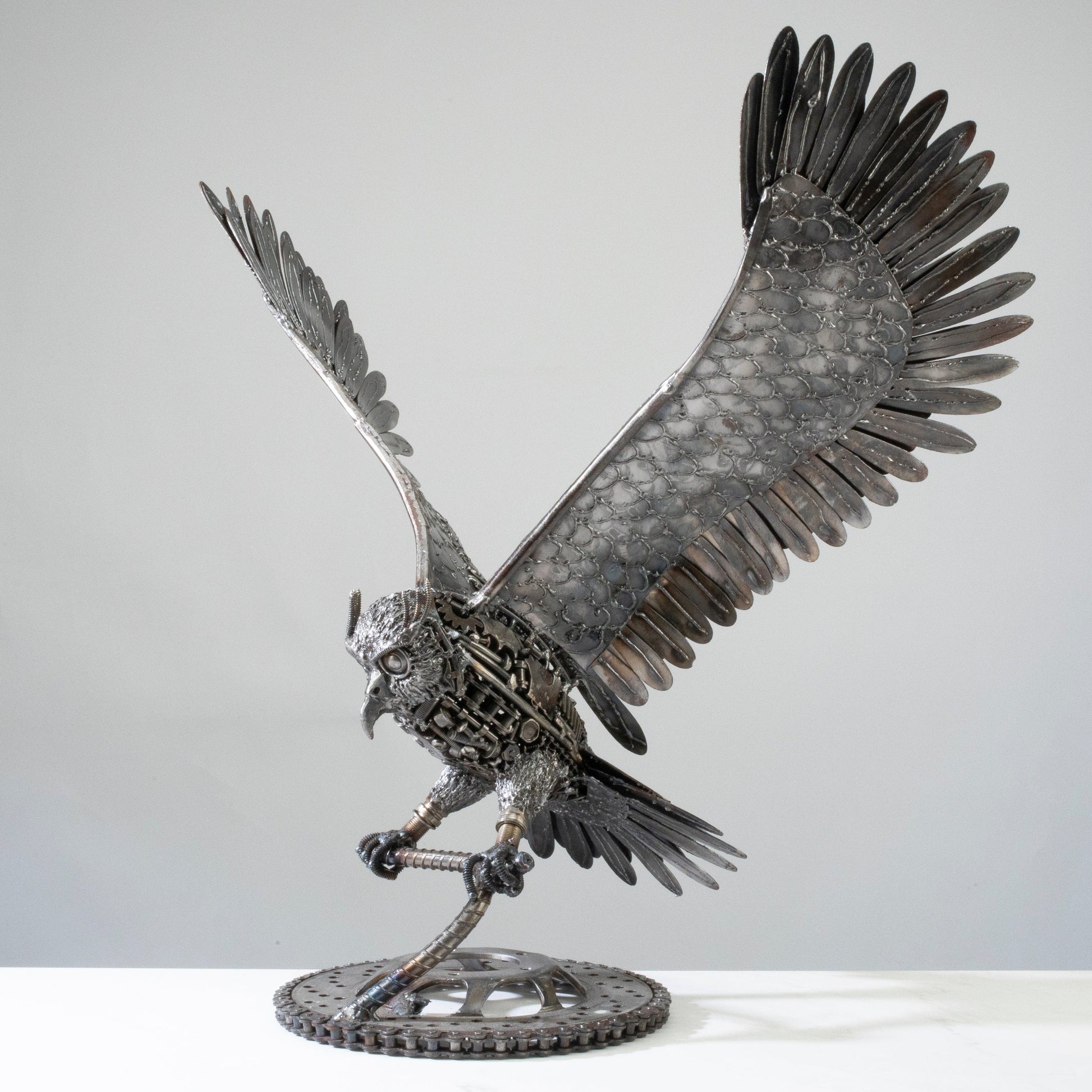 23 inch owl recycled metal sculpture — Vault 88