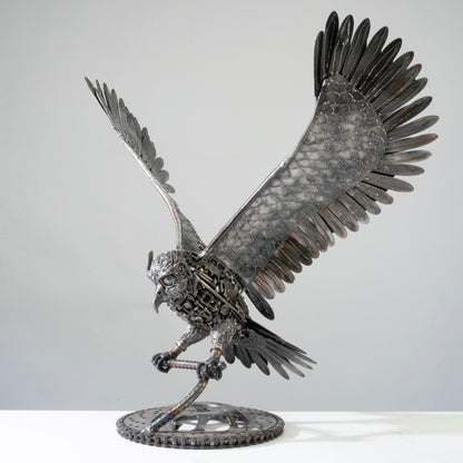 23 inch owl recycled metal sculpture — Vault 88
