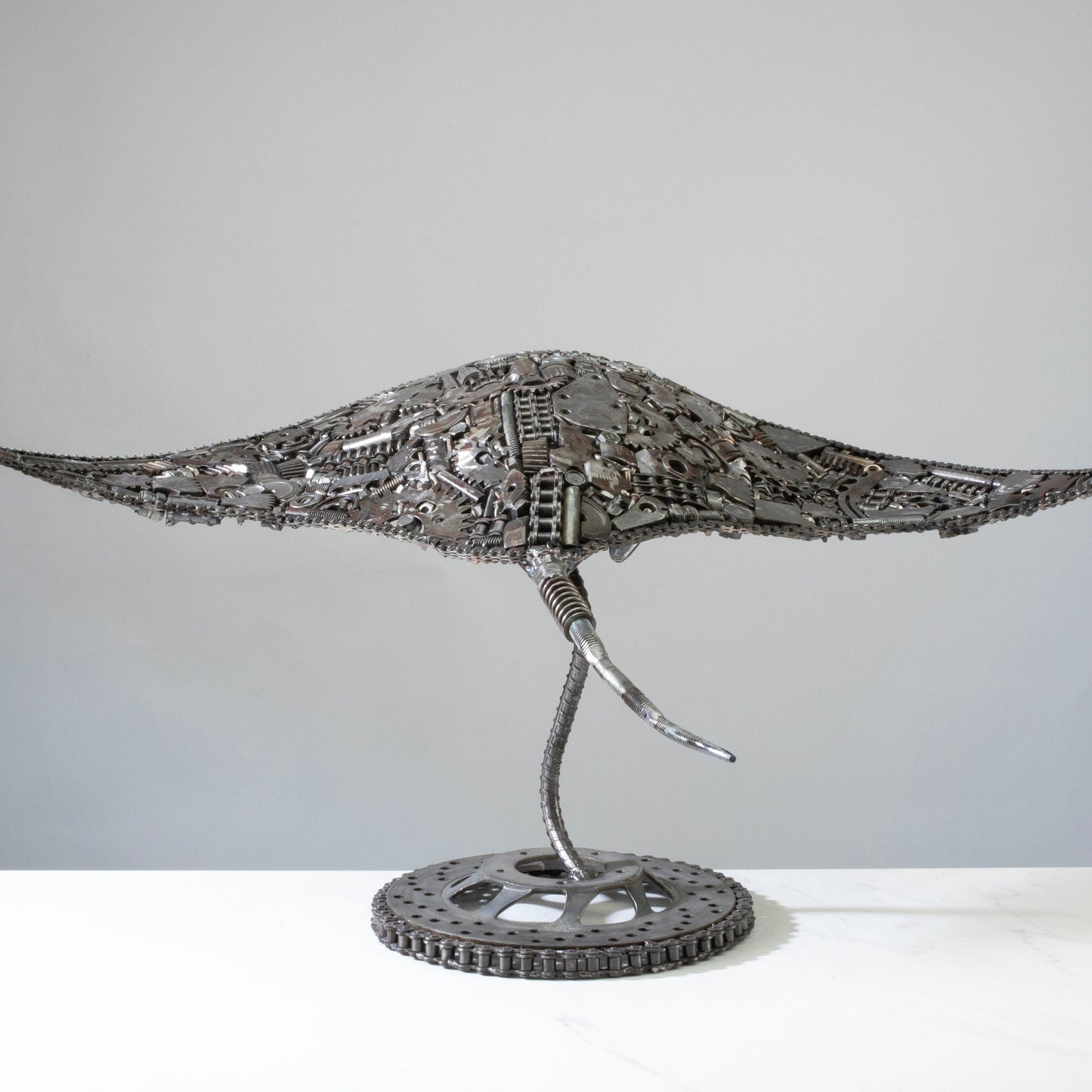 Manta ray metal sculpture detail