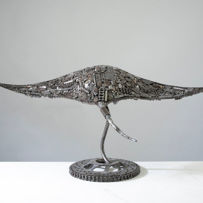 Manta ray metal sculpture detail