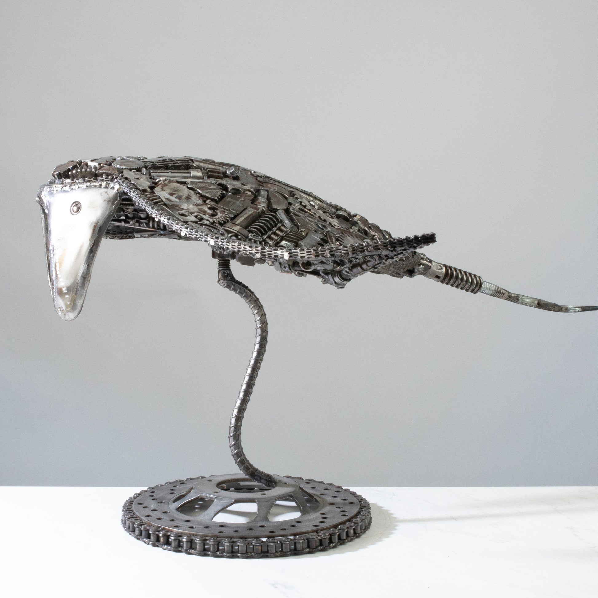 Manta ray metal sculpture side view