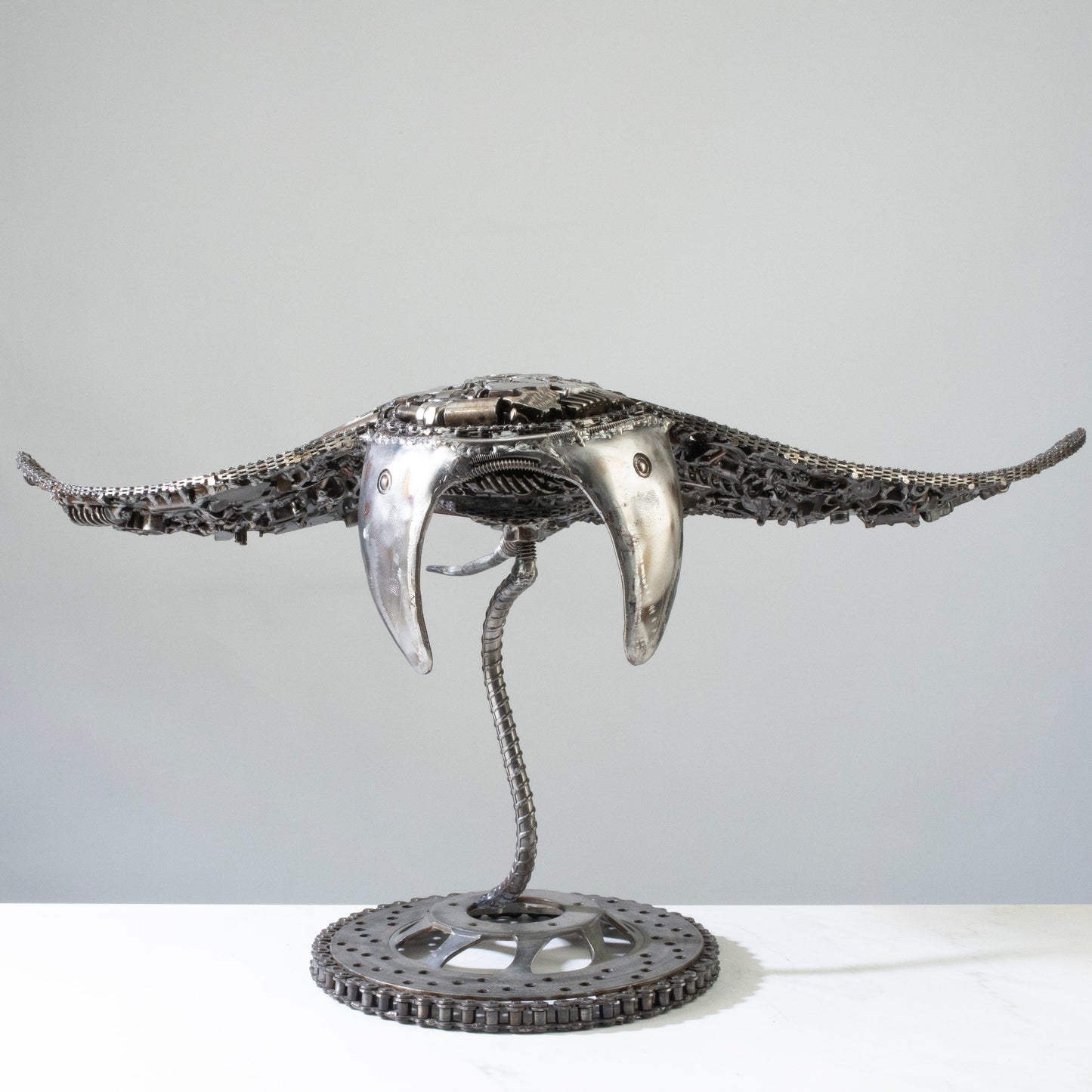 Manta ray metal sculpture wing detail