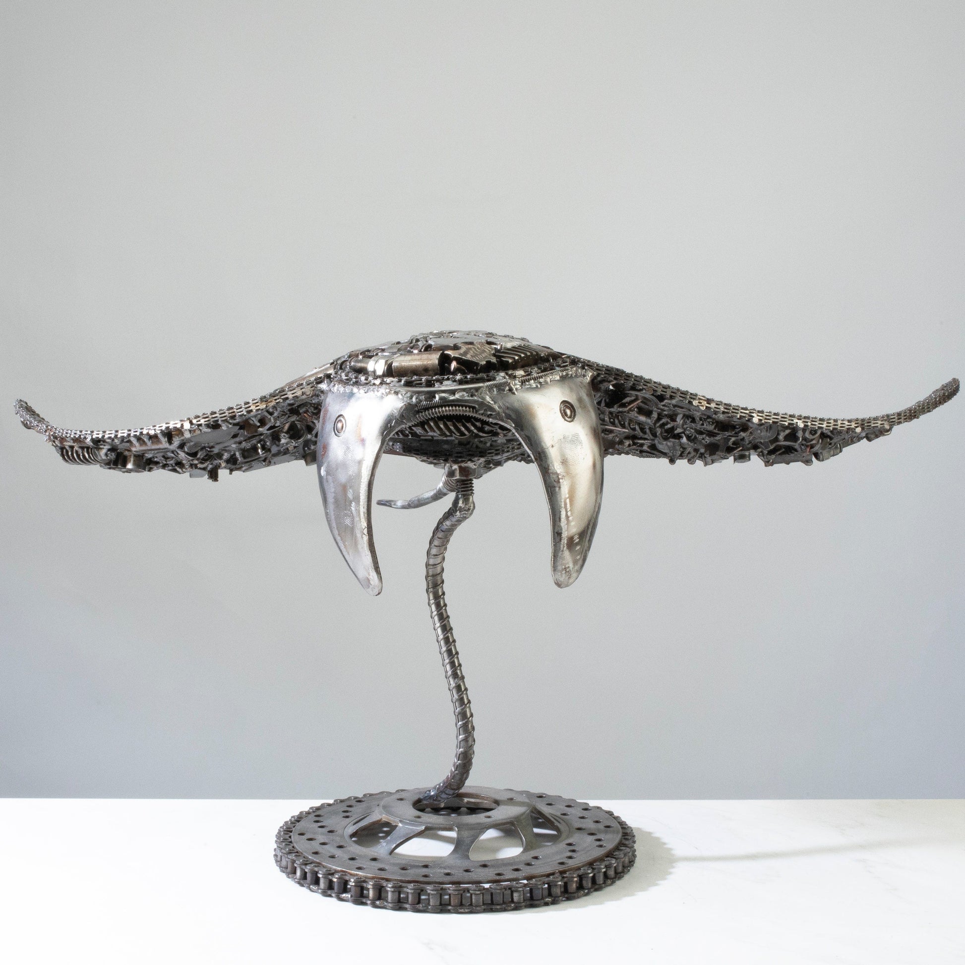 Manta ray metal sculpture wing detail